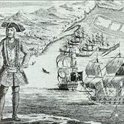 Picture Of Famous Pirate Bartholomew Roberts And His Ship